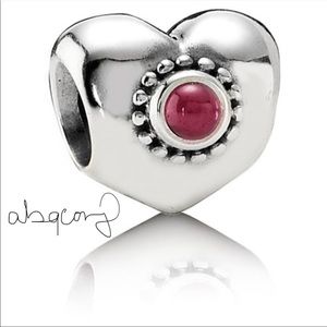 EUC Pandora 790573RHL Sterling Silver Treasured Hearts Bead w/ Rhodolite